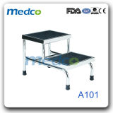 Medical Ward Room Furniture, Hospital Anti-Skidding Double Step Stool with Rubber Surface