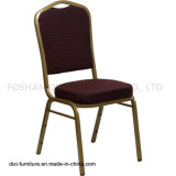 Hotel Furniture Crown Back Stacking Banquet Chair with Burgundy Patterned Fabric and Mould Foam