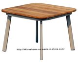 Modern Restaurant Metal Steel Wooden Dining Coffee Table