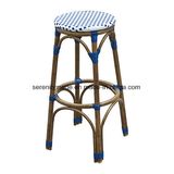 Bar Furniture French Bistro Rattan Counter Bar Stools Navy&White