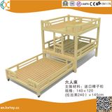 Kindergarten Solid Wood Furniture Kids Wooden Double Bed