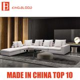 L Shape Living Room Modern White Color Corner Fabric Sofa Furniture