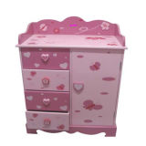 Pink Wooden Drawer, 4-Drawer 1-Door Cabinet Biside Table (WJ278082)