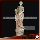 Outdoor Decoration Stone Women Statue of Color Marble