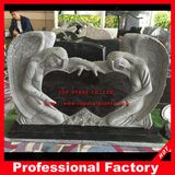 Angel and Double Heart Shaped Granite Memorial Monuments Tombstone