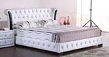 Newest Style White Leather Bed Within Diamond