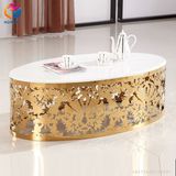 Round Gold Marble Top Wedding Dining Stainless Steel Table (HLY-TS02)