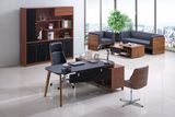 PU Round Top Melamine Solid Wood Legs Senior  Executive Desk