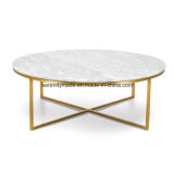 Round Marble Top Coffee Table with Stainless Steel Legs