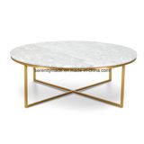 Round Marble Top Coffee Table with Stainless Steel Legs
