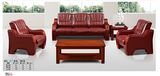 Hot Sale Leisure Classical Hotel Sofa Office Leather Sofa with Wooden Armrest 321#