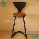 Manufactory Antique Metal Iron Bar Stools Chair Wooden Seat High Bar Chair