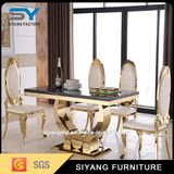 Modern Dining Room Furniture Marble Top Stainless Steel Dining Table