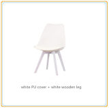 Modern Chairs with White PU Cover and White Wooden Legs