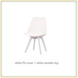 Modern Chairs with White PU Cover and White Wooden Legs