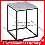 Gillmore Space Kensal Marble Side Table with Black Base Square