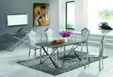 Imitated Wood or Solid Wood Top Stainless Steel Dining Table
