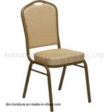 Hotel Furniture Crown Back Stacking Banquet Chair with Beige Patterned Fabric and Mould Foam