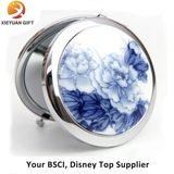 Made in China Blue and White Porcelain Metal Pocket Mirror