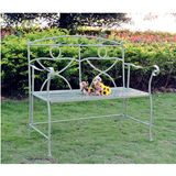 Wrought Iron Park Bench Vintage Style Antique Blue