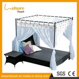 Hotel/Home Rattan Leisure Beach Lounge Wicker Sofa Garden Lying Bed with Mosquito Net Outdoor Patio Terrace Furniture