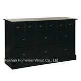 Antique Wooden Black Bedroom 9 Drawer Chest Dresser (HC20)