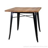 Popular Antique Industrial Square Metal Table with Wooden Top (SP-RT408)
