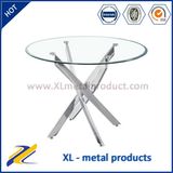 Round Glass Top Metal Base Dining Table