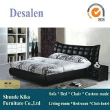 Hot Sell Ciff Modern Black Leather Bed (8015)