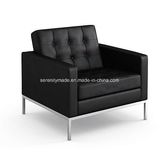 Florence Knoll Lounge Genuine/PU Leather Chair with Stainless Steel Frame