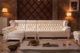 Button Tufted Corner Leather Sofa Y1521