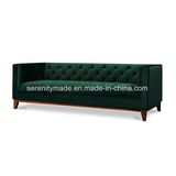 Italian Style Apartment Living Room 3 Seater Velvet Tufted Sofa