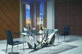 Modern Italian Design Florentina Clear Glass Top Dining Table Chairs Stainless Steel