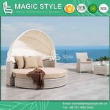 Rattan Wicker Daybed with Sunproof Cushion Outdoor Wicker Sunbed Patio Daybed with Umbrella