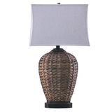 UL Simple Rattan Desk Lamp with Wood Base