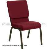 Church Furniture Burgundy Fabric Stacking Church Chair with Connect Buckle and Book Pouch
