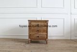 Vintage Finishing Solid Wood with Three Drawers America Style Side Table