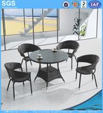 Outdoor Furniture Wicker Chairs and Round Rattan Table Dining Set