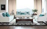 White Fabric Recliner Living Room Sofa