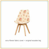 Living Room Chairs (Ecru-Flower Fabric Cover and Original Wooden Legs)