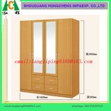 Beech Color Mirrored Wardrobe