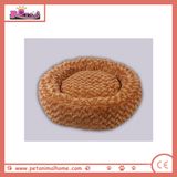 Round Warm Pet Bed in Brown