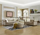 2018 New Styls Hot Sale Classic Nail Trim Rolled Arms Feather Filled Chesterfiled Sofa Set