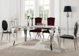 Modern Dining Table with Temper Glass Top Steel Leg