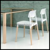 Wholesale Solid Wooden Leg Plastic Seat White Cafe Chair (SP-UC018)