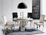 Round Dining Table with Leather Chairs