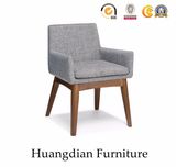 Simple Design Gray Linen Fabric Wooden Dining Chair (HD077)