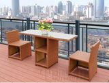3 Pieces Rattan Chair Desk Dining Set Rattan Furniture