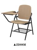 High Quality Wooden Training Chair with Writing Pad and Bookcase