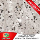 100% Polyester Mesh Embroidery with Different Size Colors of Sequins for Garments, Decoration, Wedding
